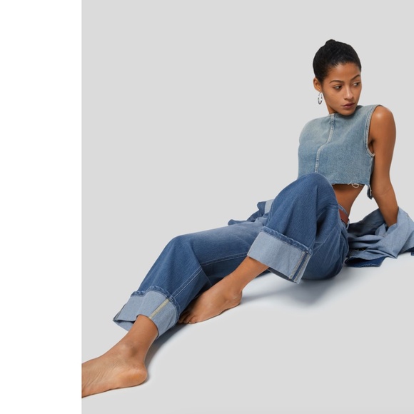 Halara Flex™ High Waisted Pockets Rolled Hem Wide Leg Washed Casual Jeans - Picture 11 of 11